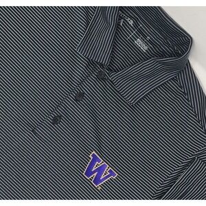 Washington Huskies Polo Shirt‎ Men's Size Small Black Striped Antigua NCAA